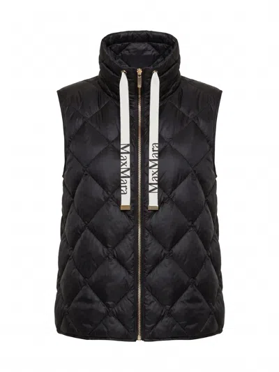 Max Mara Diamond-patterned Water-repellent Canvas Padded Gilet In Blue