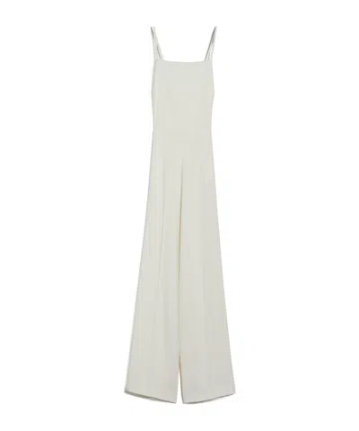 Max Mara Thin Shoulder Strap Jumpsuit In White