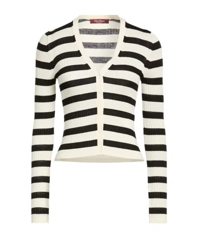 Max Mara Thin Striped Knit Sweater In Black