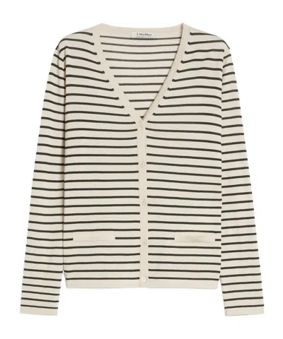 Max Mara Thin Wool Cardigan In White