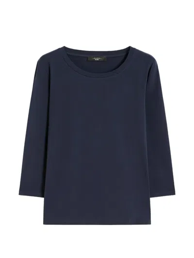 Max Mara Three-quarter Sleeve T-shirt In Blue
