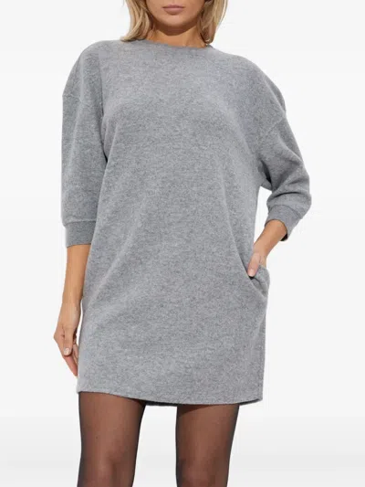 Max Mara Three-quarter Sleeves Midi Dress In Gray