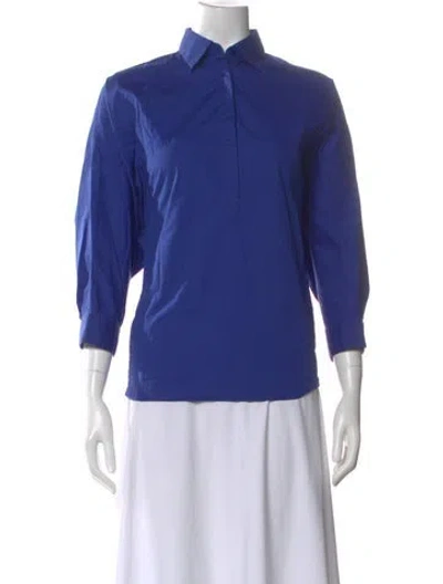 Pre-owned Max Mara Three-quarter Sleeve Blouse In Blue