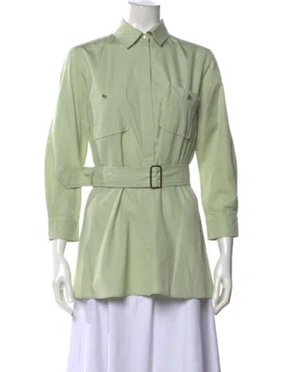 Pre-owned Max Mara Three-quarter Sleeve Blouse In Green
