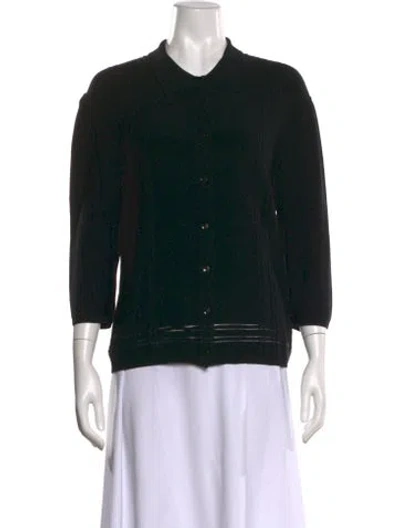 Pre-owned Max Mara Three-quarter Sleeve Button-up Top In Black