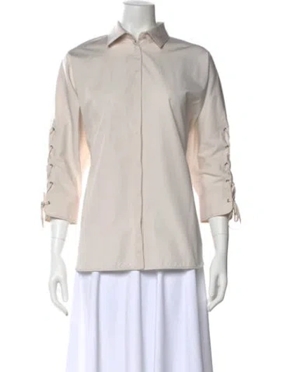 Pre-owned Max Mara Three-quarter Sleeve Button-up Top In Neutral