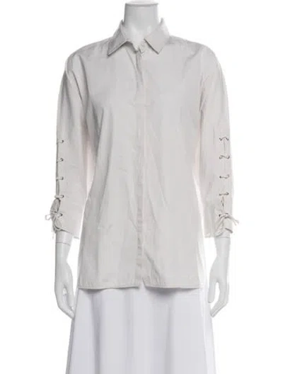 Pre-owned Max Mara Three-quarter Sleeve Button-up Top In Neutral