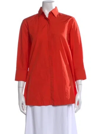 Pre-owned Max Mara Three-quarter Sleeve Button-up Top In Orange