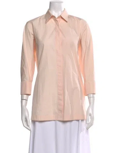 Pre-owned Max Mara Three-quarter Sleeve Button-up Top In Pink