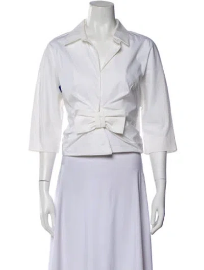 Pre-owned Max Mara Three-quarter Sleeve Button-up Top In White
