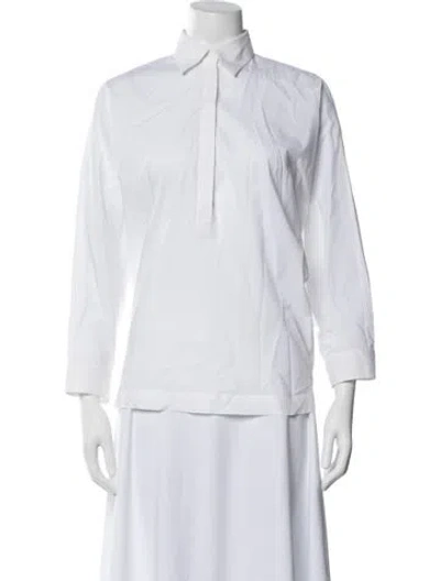 Pre-owned Max Mara Three-quarter Sleeve Button-up Top In White