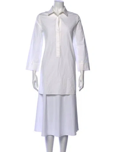 Pre-owned Max Mara Three-quarter Sleeve Button-up Top In White