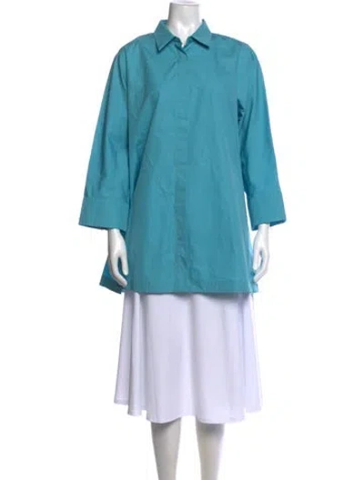 Pre-owned Max Mara Three-quarter Sleeve Top In Blue
