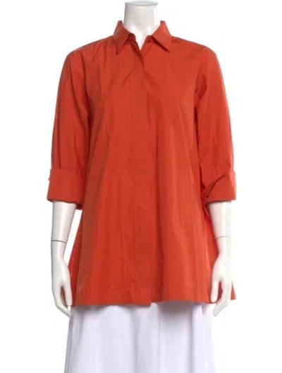 Pre-owned Max Mara Three-quarter Sleeve Top In Orange