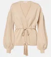 Max Mara Tiberio Belted Virgin Wool Cardigan In Beige