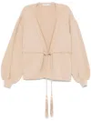 Max Mara Tiberio Belted Virgin Wool Cardigan In Beige