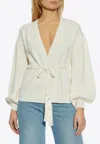 Max Mara Tiberio Wool Drawstring Cardigan In Cream