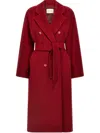 Max Mara Ticino Beaver Double Breasted Coat In Red