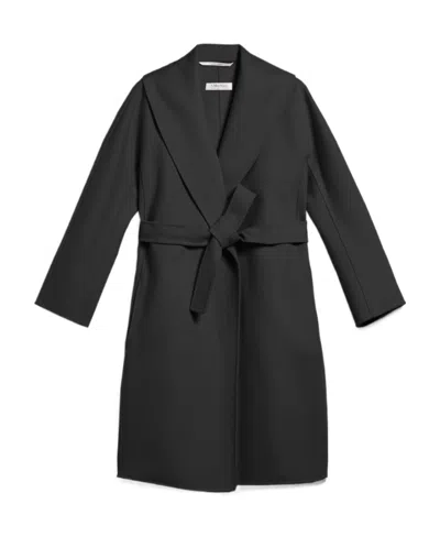 Max Mara Tie A Belt Overcoat In Black