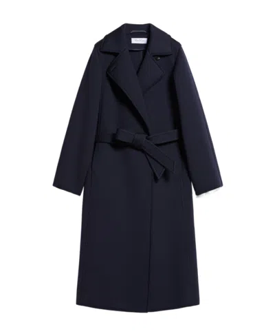 Max Mara Tie A Belt Overcoat In Black