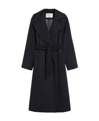 Max Mara Tie A Belt Overcoat In Blue