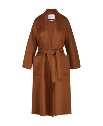 Max Mara Tie A Belt Overcoat In Brown