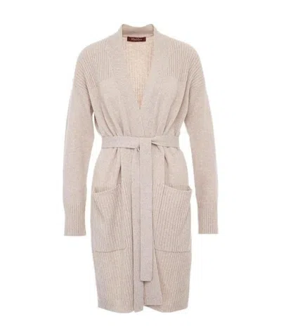 Max Mara Tie A Cardigan With Details In Nude