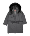Max Mara Tie A Coat With A Wool Collar In Gray