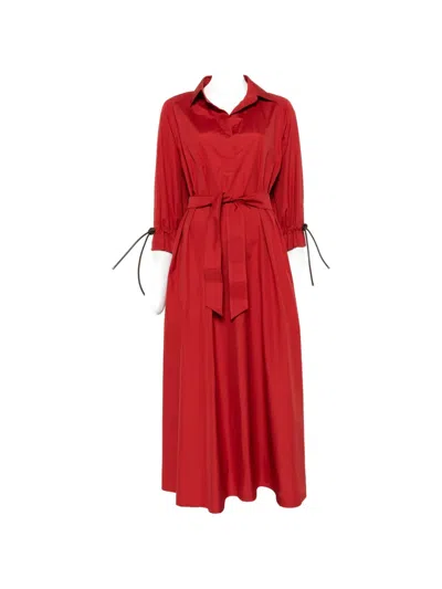 Max Mara Tie-detail V-neck Midi Dress In Red