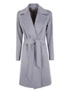 Max Mara Tie-fasteing Coat In Gray