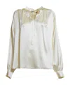 Max Mara Silk Blouse With Bow Detail And Pleated Back In White