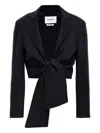 Max Mara Tie-front Notched-lapel Jacket In Blue
