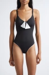 Max Mara Tie Front One-piece Swimsuit In Black