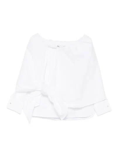 Max Mara Tie Layered Cotton Shirt In White