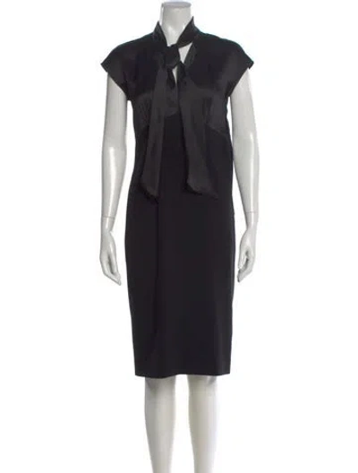 Pre-owned Max Mara Tie Neck Knee-length Dress In Black