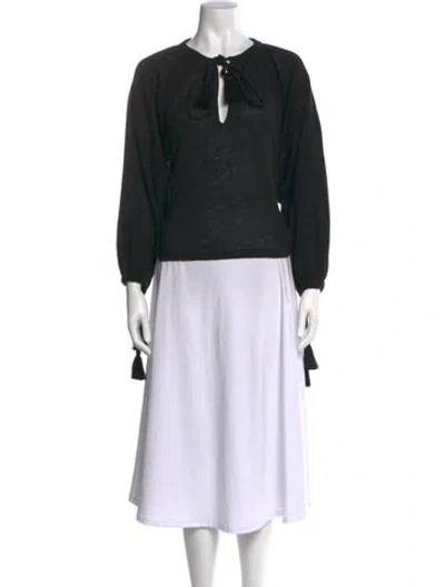 Pre-owned Max Mara Tie Neck Long Sleeve Blouse In Black