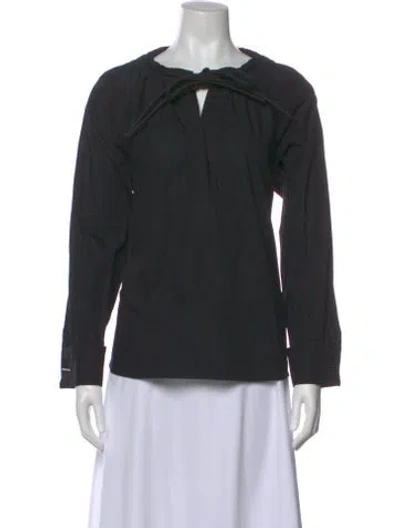 Pre-owned Max Mara Tie Neck Long Sleeve Blouse In Black
