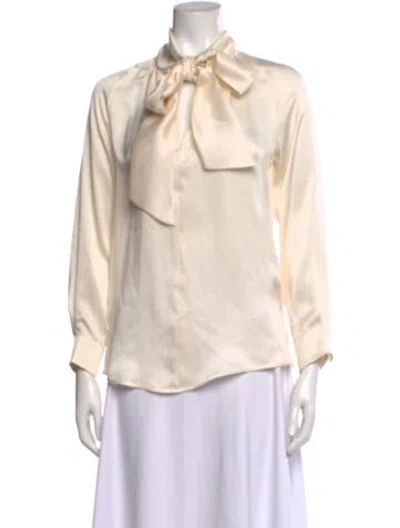 Pre-owned Max Mara Tie Neck Long Sleeve Blouse In Neutral