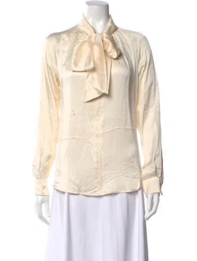 Pre-owned Max Mara Tie Neck Long Sleeve Blouse In Neutrals