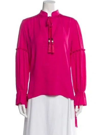 Pre-owned Max Mara Tie Neck Long Sleeve Blouse In Pink