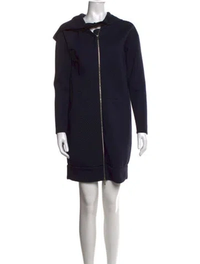 Pre-owned Max Mara Tie Neck Mini Dress In Blue