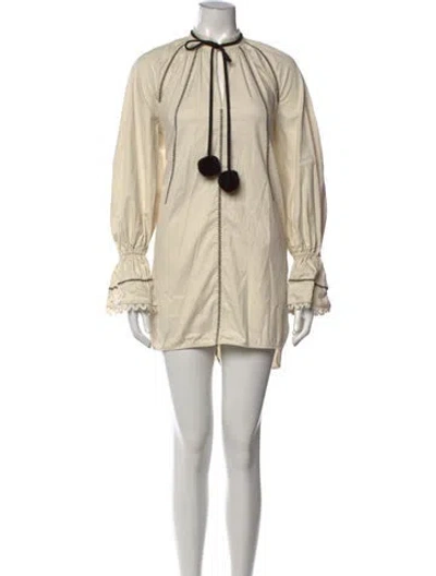 Pre-owned Max Mara Tie Neck Mini Dress In Neutrals