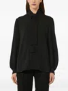 Max Mara Bosforo Bow-detail Cotton-blend Blouse In Black