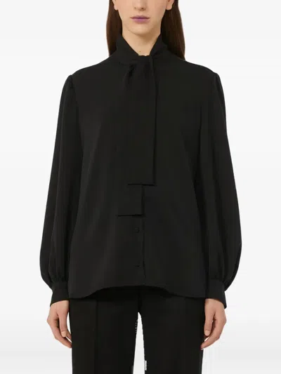 MAX MARA TIE-NECK PUFF-SLEEVE BLOUSE
