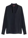 Max Mara Silk Crepe De Chine Blouse In Blue