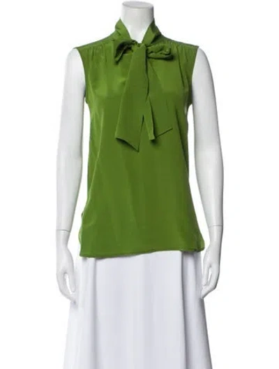 Pre-owned Max Mara Tie Neck Sleeveless Blouse In Green