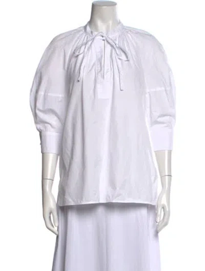 Pre-owned Max Mara Tie Neck Three-quarter Sleeve Blouse In Neutrals