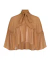 Max Mara Tie-neck Top In Brown