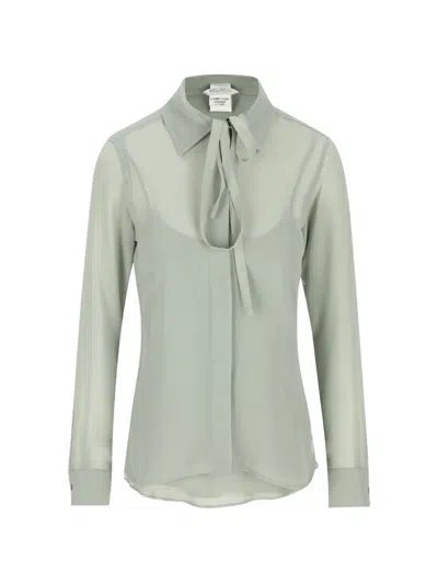 Max Mara Maxmara Mxmgolfo Silk Chiffon Shirt With Matching Top In Green