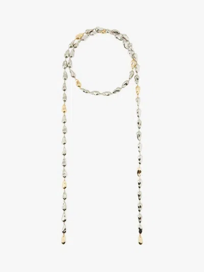 Max Mara Tie Necklace With Pearls In Gold